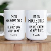 voordelige Mokken &amp; Bekers-Gepersonaliseerde cadeaumok voor het middelste kind, met aangepaste naam, keramische koffiemok, wie maakt de regels, 11/15 oz, witte verjaardag, kerstmis, familie, humor, koffiemokken, bekers