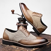 Χαμηλού Κόστους Μπρογκ παπούτσια-Κλασικά καφέ δερμάτινα παπούτσια για άνδρες με τρύπες – κομψά επίσημα υποδήματα για χριστουγεννιάτικα δείπνα και ειδικές περιστάσεις