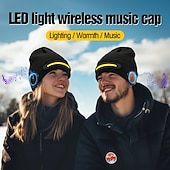 cheap Beanie Headphones-Knitted Headlight Hat New Outdoor LED Lighting Hat USB Rechargeable 1.5-3W Power Supply Battery Button Control Type-C Charging Suitable for Night Cycling and Running Headwe Valentine's Day Gift