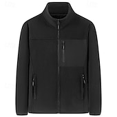 voordelige Sportjacket-Voor heren Winterjack Fleecejack Vrijetijdsjas Vakantie Dagelijks Thermisch Warm Zak Fleece Herfst winter Effen Modieus Streetwear Opstaand Normaal Zwart Rood Khaki Leger Groen Donkerblauw Jacks
