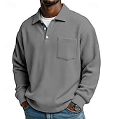 abordables Polo clásico para hombre-Hombre Camisa de Pana Con Texturas Casual Deportes Diseño Manga Larga Moda Básico Bloque de color Bolsillo Botones Otoño Primavera &amp; Otoño Otoño invierno Ajuste regular Negro Gris Azul Claro Azul