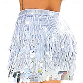 economico Abbigliamento danza del ventre-Gonna di Paillettes Samba Dancewear Gonna Sparkly con Frange Gonna Glitter da Danza del Ventre Scarf Hip per Carnevale Festival Festa Costume di Performance