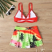 levne Tankiny-Dámské Plavky 2 ks Sukně Plavky Volány Volná záda prázdniny Oblečení na pláž Květinový Do V Bez rukávů Plavky