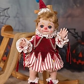 abordables Poupées-Poupées Filles Clown Reborn de 18 Pouces avec Cheveux Bouclés Chapeau à Carreaux Costume de Clown et Mini Tambour Poupées pour Filles de 5 Ans Cadeau de Noël pour Parents et Collectionneurs