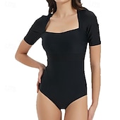 Χαμηλού Κόστους Rash Guards One Pieces-Γυναικεία Προστατευτικά Μαγιό Μονόχρωμο Εξώπλατο UPF50+ Αναπνέει Κοντομάνικο Μαγιό Σέρφινγκ Κανό Ψαροντούφεκο Άνοιξη