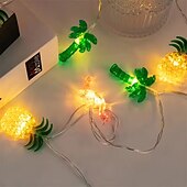 ieftine Fâșii LED-Șnur luminos tropical cu LED-uri, modele de ananas, flamingo, palmieri, luminițe de zână alimentate de baterii AA pentru decorul camerei, iluminat festiv multicolor, iluminat ambiental tematic ideal,