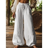 preiswerte weites Bein und hohe Taille-Damen Weites Bein Chinos Lässig Volle Länge Mittlere Hüfthöhe Blau Aprikose Weiß / Weiß Grün Frühling, Herbst, Winter, Sommer
