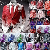 levne Vánoční scéna oblečení-Pánské Blejzr Kabát Vánoce Dovolená Ležérní Běžné Denní Na běžné nošení Podzim zima 100% polyester Sněhová vločka 3D tisk Knoflíky Zahřívací Pohodlné Jednořadé Blejzr Červená 1 Červená 4 Červená 3