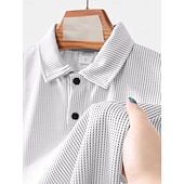 お買い得  Polo classica da uomo-Men's Waffle Polo Shirts Textured Casual Sports Lapel Ribbed Polo Collar Short Sleeve Fashion Basic Plain Classic Plain Summer Spring Regular Fit White Waffle Polo Shirts