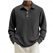 economico Polo classica da uomo-Per uomo Camicia di Velluto a Coste Testurizzato Casuale Sportivo Bavero Manica Lunga Moda Essenziale Blocco di colori Semplice Bottoni Caldo Autunno Primavera &amp; Autunno Autunno &amp; Inverno Vestibilit