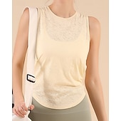 cheap Women's Shirt-Women's Solid Colored Tank Top Workout Tops Loose Fit Elastic Sweat-Wicking Breathable Tennis Pickleball Yoga Crew Neck Top Black White Yellow Tennis Clothing