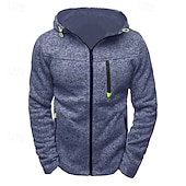 cheap Basic Hoodies-Men's Hoodie Full Zip Hoodie Blue Black Light Grey Hooded Plain Jacquard Patchwork Sports &amp; Outdoor Daily Holiday Polyester Streetwear Basic Casual Fall Winter Clothing Apparel Hoodies Sweatshirts