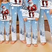 olcso gyerek karácsonyi pizsama-Családi nézés Karácsony Karácsonyi családi pizsama Pizsamák Családkészletek Grafika Mikulás Karácsonyi ajándékok Nyomtatott Medence Hosszú ujj Napi Hozzá illő ruhák
