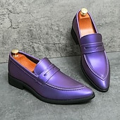 economico Mocassini-mocassini slip-on da uomo in vernice viola dal design elegante: calzature eleganti per feste, matrimoni ed eventi alla moda