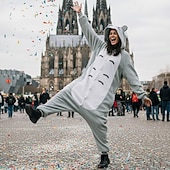 abordables Disfraz de Animal-Pijamas Kigurumi Disfraz de lujo Vestimenta Nocturna Animal Gato Totoro Cálido Pijamas Disfraz divertido Adulto Hombre Mujer Unisexo Navidad Víspera de Todos los Santos Carnaval Fiesta Rendimiento