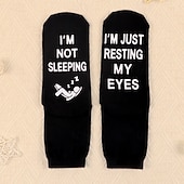 preiswerte Startseite Hausschuhe-Ich schlafe nicht, ich ruhe nur meine Augen aus. Lustige bedruckte Socken, kuschelige Socken mit originellem Aufdruck für Damen und Herren, bequeme Geschenksocken für Arbeit, Zuhause, Weihnachten,