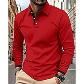  Homens Camisa de golfe Camisas Polos de Golfe Casual Trabalho Lapela Manga Longa Básico Moderno Tecido Botões Primavera & Outono Normal Branco Vermelho Azul Marinha Camisa de golfe