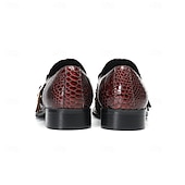economico Scarpe Eleganti Classiche-Men's Genuine Leather Burgundy Snakeskin Dress Shoes, Stylish Double Monk Strap Shoes for Weddings, Luxury Footwear for Groom and Wedding Guests