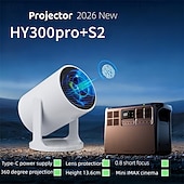 رخيصةأون بروجيكتورات-بروجكتور HY300 Pro S2 4K سينما منزلية بروجكتور خارجي هدية عيد الحب