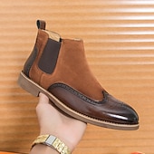 preiswerte Chelsea -Stiefel-Braune Chelsea-Boots aus Kunstleder für Herren – stilvoll und elegant, perfekt für Business Casual, formelle Anlässe und den Alltag.