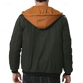 baratos Men's Jackets &amp; Coats-Men's Winter Jacket Casual Jacket Hoodied Jacket Outdoor Casual Pocket Quilted Winter Fall &amp; Winter Color Block Streetwear Daily Hooded Regular Black Burgundy Navy Blue Khaki Army Green Jacket