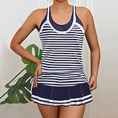 abordables Tankinis-Mujer Bañadores 2 piezas Falda Traje de baño Espalda al Aire Vacaciones Ropa de playa Floral Graphic Escote Redondo Sin Mangas Trajes de baño