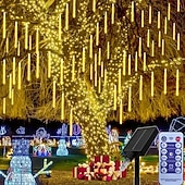 voordelige Zonne-lichtslingers-2 In 1 Buiten Zonne- Meteor Shower Licht String 16Tubes 384 LED Parels Binnen en Buiten Binnenplaats Dakrand Balkon Portiek Bruiloft Festival Sfeer Decoratieve Lichten Afstandsbediening