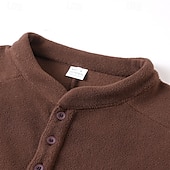 cheap Fleece Hoodie-Men's Sweatshirt Fleece Sweatshirt Button Up Hoodie Black Dark Green Khaki Coffee Gray Henley Plain Patchwork Kangaroo Pocket Sports &amp; Outdoor Casual Daily Streetwear Cool Sportswear Fall Winter