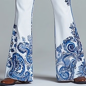 baratos Calça Casual Estampada Masculina-Homens Estampado Cashemere Estampa floral Étnico Calças Calças Discoteca Calça boca de sino dos anos 60 e 70 Cintura Média Vintage retrô Ao ar livre Festa Casual Bolsos laterais Calças boca de sino