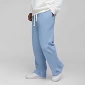 abordables Jambe Droite-Homme Gauffré Joggings Pantalons Pantalon décontracté Pantalons Amples Cordon de serrage Jambe Droite Couleur Unie Confort Longueur complète Occasionnel Quotidien Extérieur Vacances Mode Coupe Ample