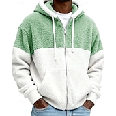 economico Felpa con cappuccio in pile-Per uomo Felpa con cappuccio Felpa con cappuccio a zip intera Felpe con cappuccio e zip Felpa con cappuccio in pile Nero Blu Reale Grigio Con Cappuccio Blocco di colori Patchwork Tasca Quotidiano