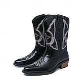 billiga Cowboy &amp; Western Boots-Vita herrstövlar i westernstil, äkta läder, cowboyinspirerad design, perfekta för utomhusevenemang, westernkläder
