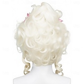  Platinablondi peruukki lyhyet kiharaiset viktoriaanisen pesän kuningatar cosplay-asupuruukki karnevaali festivaalijuhliin