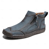 abordables Botines-Botas de senderismo de piel sintética de primera calidad para hombre: calzado resistente con cierre de cremallera para aventuras al aire libre y uso casual.