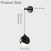 economico Luci da parete-applique da parete in metallo nero e oro, applique da parete minimalista in metallo con lunghezza del cavo regolabile, lampada da parete moderna E27, luci di lettura per bagno, camera da letto,