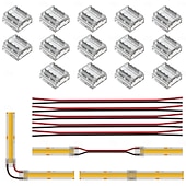 abordables Accesorios LED-Kit de conectores SMD FCOB/COB de 8 mm y 10 mm (0,31 pulgadas) para bricolaje: 14 conectores transparentes y 5 cables de extensión de 15 cm de longitud y calibre 20 AWG para conexiones de esquina en