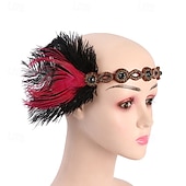 billige Tilbehør og mer-Retro / vintage De livlige 20-årene 1920-tallet Flapperpannebånd i 1920-stil Hodeplagg Hårtilbehør Den store Gatsby Fjær Kostyme Dame Jul Karneval Maskerade Retro-temafest Charleston-dans Voksen