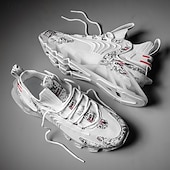 Χαμηλού Κόστους Ανδρικά Παπούτσια Τρεξίματος-Ανδρικά λευκά και γκρι αθλητικά αθλητικά παπούτσια - παπούτσια υψηλών επιδόσεων με αναπνεύσιμο σχεδιασμό για τρέξιμο, υπαίθριες δραστηριότητες και καθημερινή χρήση