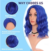 cheap Carnival Wigs-Carnival Wig 2026 Pink Black Blue Curly Bob Short Synthetic Festival Wig Mardi Gras Parade Cosplay Costume Hair for Women
