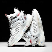 abordables Zapatillas Informales-Hombre Zapatillas de deporte Zapatos de Navidad Forro de Lana Zapatos para correr Zapatos de Paseo Casual Punto Cómodo Antideslizante Transpirable Botines / Hasta el Tobillo Cordones Negro Blanco Rojo