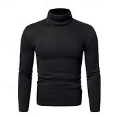 tanie sweter męski sweter-Męskie Sweter Sweter sweter Prążkowany Robić na drutach Zwykłe topy Dzianiny Dopasowany krój Równina Golf Dzianina Nowoczesny Codzienny Dzienne zużycie Odzież Jesień i zima Wino Czarny S M L