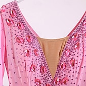 economico Abbigliamento da Competizione-Balli da Sala Vestito Pieghe Giunzione Cristalli / Strass Per donna Performance Allenamento Manica Lunga Alto Spandex Chiffon Rete