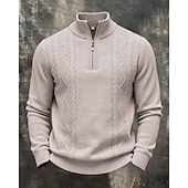 Χαμηλού Κόστους ανδρικό πουλόβερ πουλόβερ-Ανδρικά Πουλόβερ Πουλόβερ Quarter Zip Πλεκτό πουλόβερ Πλεκτό Πουλόβερ Κοτλέ Πλέκω Κανονικά μπλουζάκια Πλεκτό Σκέτο Τρίμηνο φερμουάρ Μοντέρνα Κομψό στυλ street Causal Καθημερινά Ρούχα Ρούχα