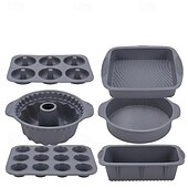 Недорогие Кухонный набор-Набор из 6 силиконовых инструментов для выпечки, устойчивых к высоким температурам, противень для выпечки в духовке, форма для тостов, кухонные принадлежности для выпечки