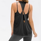 abordables Chemise pour femmes-Femmes Couleur Unie Débardeur Tee Shirt Fitness Ample Élastique Évacuation de la transpiration Respirant Tennis Pickleball Yoga Col ras du cou Top Noir Bleu Violet Vêtements de tennis