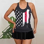 abordables Tankinis-Mujer Bañadores 2 piezas Falda Traje de baño Espalda al Aire Vacaciones Ropa de playa Floral Graphic Escote Redondo Sin Mangas Trajes de baño