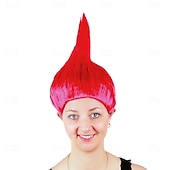 baratos Perucas de Carnaval-Peruca de Carnaval 2026 Rosa Vermelho Azul Liso Curto Peruca sintética para festivais Mardi Gras Parada Cabelo para fantasia de cosplay para Feminino