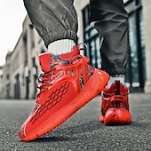 abordables Zapatillas Informales-Hombre Zapatillas de deporte Zapatos de Navidad Forro de Lana Zapatos para correr Zapatos de Paseo Casual Punto Cómodo Antideslizante Transpirable Botines / Hasta el Tobillo Cordones Negro Blanco Rojo