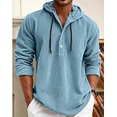 olcso alkalmi férfi ingek-Férfi Ing Alkalmi ing Kordbársony Ing Medence Fehér Sötétkék Stétszürke Hosszú ujj Sima Kapucni Hétköznapi Napi Kapucni Ruházat Szüret Divat Utcai sikk Napi