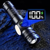 olcso Elemlámpák-fehér lézeres zseblámpa USB töltéssel, teleszkópos zoommal, digitális kijelzővel, mágneses tapadókoronggal, szuper fényes LED zseblámpa.